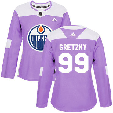 Adidas Edmonton Oilers #99 Wayne Gretzky Purple Authentic Fights Cancer Women's Stitched NHL Jersey