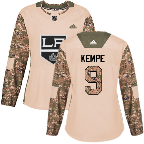 Adidas Los Angeles Kings #9 Adrian Kempe Camo Authentic 2017 Veterans Day Women's Stitched NHL Jersey