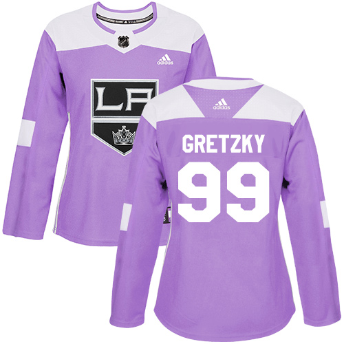Adidas Los Angeles Kings #99 Wayne Gretzky Purple Authentic Fights Cancer Women's Stitched NHL Jersey