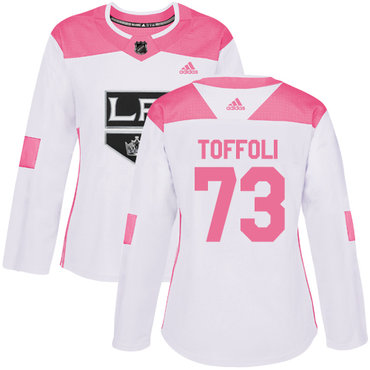 Adidas Los Angeles Kings #73 Tyler Toffoli White Pink Authentic Fashion Women's Stitched NHL Jersey