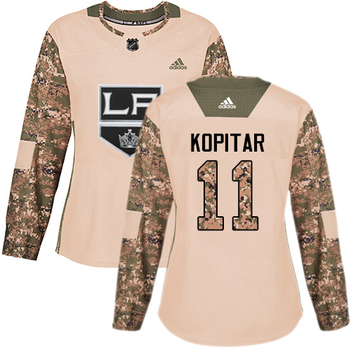 Adidas Los Angeles Kings #11 Anze Kopitar Camo Authentic 2017 Veterans Day Women's Stitched NHL Jersey