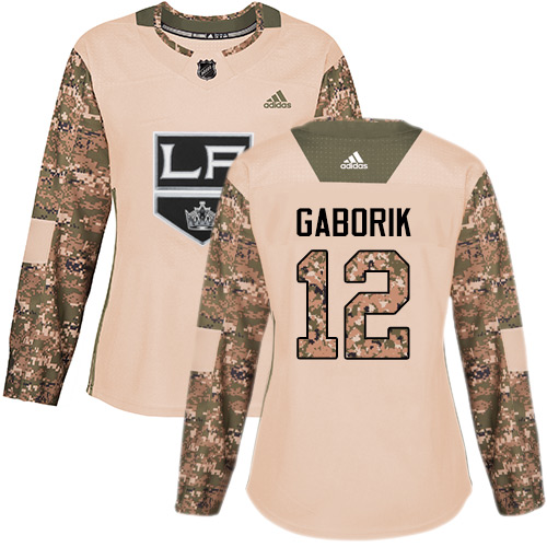 Adidas Los Angeles Kings #12 Marian Gaborik Camo Authentic 2017 Veterans Day Women's Stitched NHL Jersey