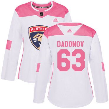 Adidas Florida Panthers #63 Evgenii Dadonov White Pink Authentic Fashion Women's Stitched NHL Jersey
