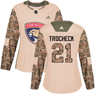 Adidas Florida Panthers #21 Vincent Trocheck Camo Authentic 2017 Veterans Day Women's Stitched NHL Jersey