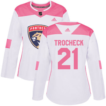 Adidas Florida Panthers #21 Vincent Trocheck White Pink Authentic Fashion Women's Stitched NHL Jersey