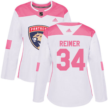 Adidas Florida Panthers #34 James Reimer White Pink Authentic Fashion Women's Stitched NHL Jersey