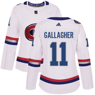 Adidas Montreal Canadiens #11 Brendan Gallagher White Authentic 2017 100 Classic Women's Stitched NHL Jersey