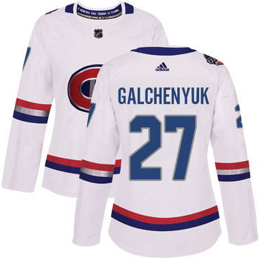 Adidas Montreal Canadiens #27 Alex Galchenyuk White Authentic 2017 100 Classic Women's Stitched NHL Jersey