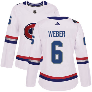 Adidas Montreal Canadiens #6 Shea Weber White Authentic 2017 100 Classic Women's Stitched NHL Jersey