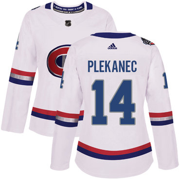 Adidas Montreal Canadiens #14 Tomas Plekanec White Authentic 2017 100 Classic Women's Stitched NHL Jersey