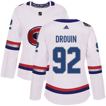 Adidas Montreal Canadiens #92 Jonathan Drouin White Authentic 2017 100 Classic Women's Stitched NHL Jersey