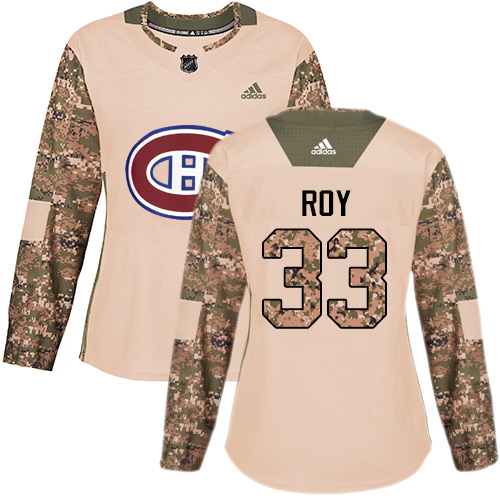 Adidas Montreal Canadiens #33 Patrick Roy Camo Authentic 2017 Veterans Day Women's Stitched NHL Jersey