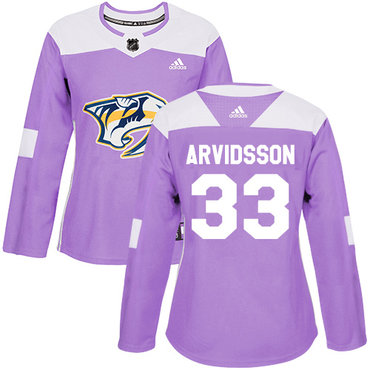 Adidas Nashville Predators #33 Viktor Arvidsson Purple Authentic Fights Cancer Women's Stitched NHL Jersey