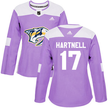 Adidas Nashville Predators #17 Scott Hartnell Purple Authentic Fights Cancer Women's Stitched NHL Jersey
