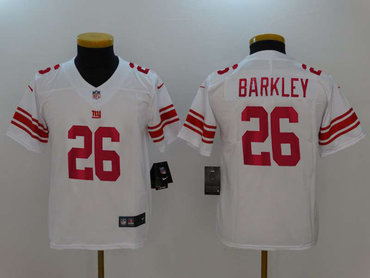 Nike New York Giants #26 Saquon Barkley White Youth 2018 NFL Draft Pick Limited Jersey