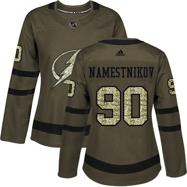 Adidas Tampa Bay Lightning #90 Vladislav Namestnikov Green Salute to Service Women's Stitched NHL Jersey