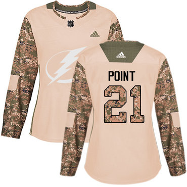 Adidas Tampa Bay Lightning #21 Brayden Point Camo Authentic 2017 Veterans Day Women's Stitched NHL Jersey