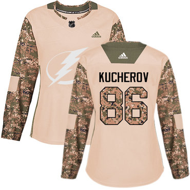 Adidas Tampa Bay Lightning #86 Nikita Kucherov Camo Authentic 2017 Veterans Day Women's Stitched NHL Jersey