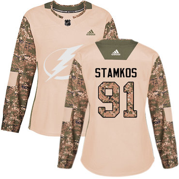 Adidas Tampa Bay Lightning #91 Steven Stamkos Camo Authentic 2017 Veterans Day Women's Stitched NHL Jersey