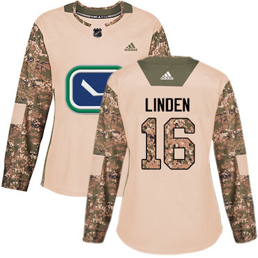 Adidas Vancouver Canucks #16 Trevor Linden Camo Authentic 2017 Veterans Day Women's Stitched NHL Jersey