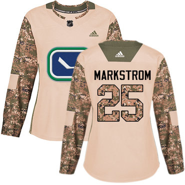 Adidas Vancouver Canucks #25 Jacob Markstrom Camo Authentic 2017 Veterans Day Women's Stitched NHL Jersey