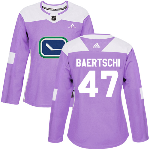 Adidas Vancouver Canucks #47 Sven Baertschi Purple Authentic Fights Cancer Women's Stitched NHL Jersey