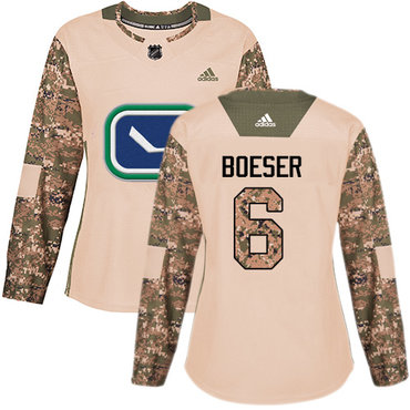 Adidas Vancouver Canucks #6 Brock Boeser Camo Authentic 2017 Veterans Day Women's Stitched NHL Jersey