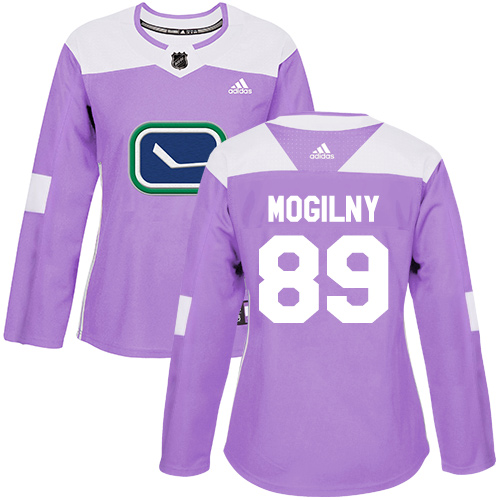 Adidas Vancouver Canucks #89 Alexander Mogilny Purple Authentic Fights Cancer Women's Stitched NHL Jersey
