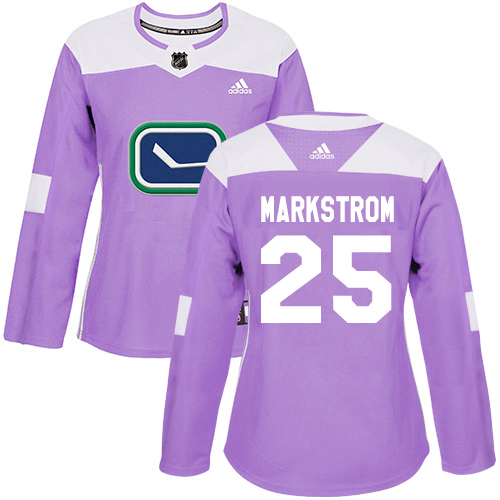 Adidas Vancouver Canucks #25 Jacob Markstrom Purple Authentic Fights Cancer Women's Stitched NHL Jersey