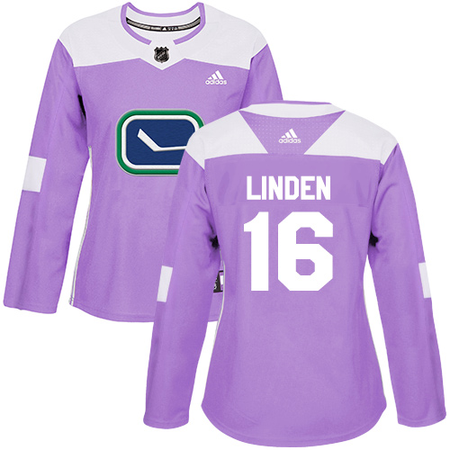 Adidas Vancouver Canucks #16 Trevor Linden Purple Authentic Fights Cancer Women's Stitched NHL Jersey
