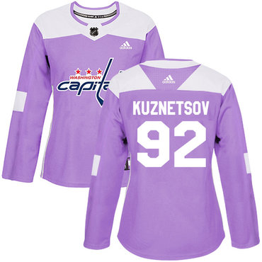 Adidas Washington Capitals #92 Evgeny Kuznetsov Purple Authentic Fights Cancer Women's Stitched NHL Jersey