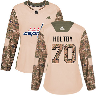 Adidas Washington Capitals #70 Braden Holtby Camo Authentic 2017 Veterans Day Women's Stitched NHL Jersey