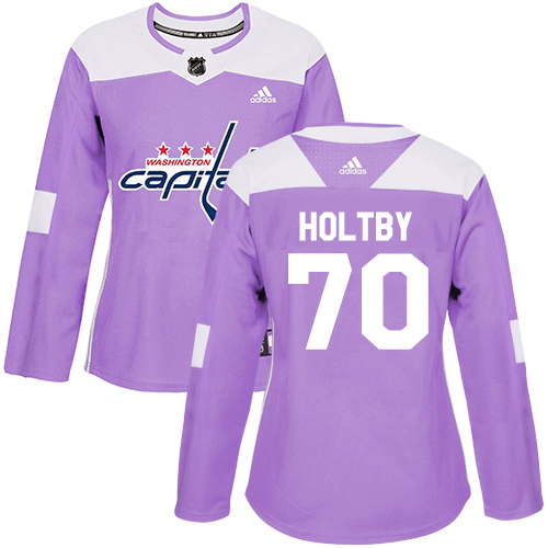Adidas Washington Capitals #70 Braden Holtby Purple Authentic Fights Cancer Women's Stitched NHL Jersey