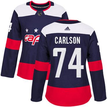 Adidas Washington Capitals #74 John Carlson Navy Authentic 2018 Stadium Series Women's Stitched NHL Jersey