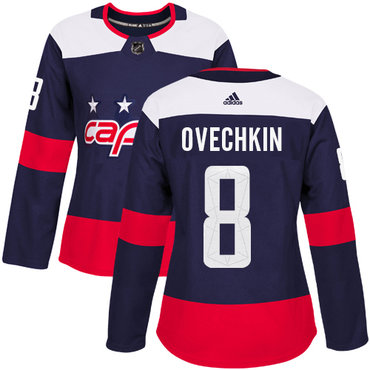 Adidas Washington Capitals #8 Alex Ovechkin Navy Authentic 2018 Stadium Series Women's Stitched NHL Jersey