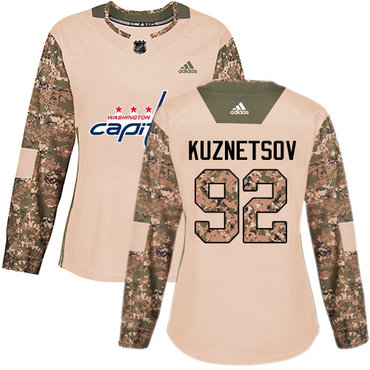 Adidas Washington Capitals #92 Evgeny Kuznetsov Camo Authentic 2017 Veterans Day Women's Stitched NHL Jersey