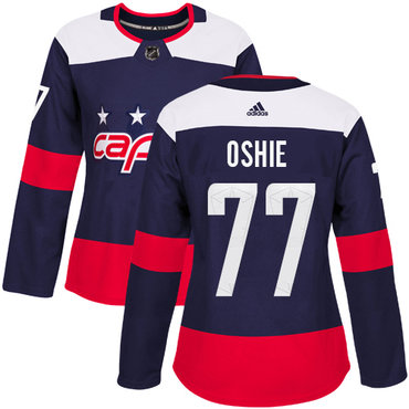 Adidas Washington Capitals #77 T.J. Oshie Navy Authentic 2018 Stadium Series Women's Stitched NHL Jersey