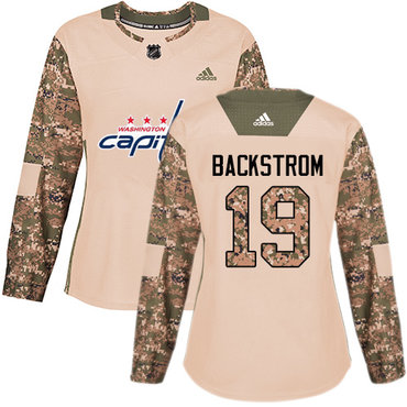Adidas Washington Capitals #19 Nicklas Backstrom Camo Authentic 2017 Veterans Day Women's Stitched NHL Jersey