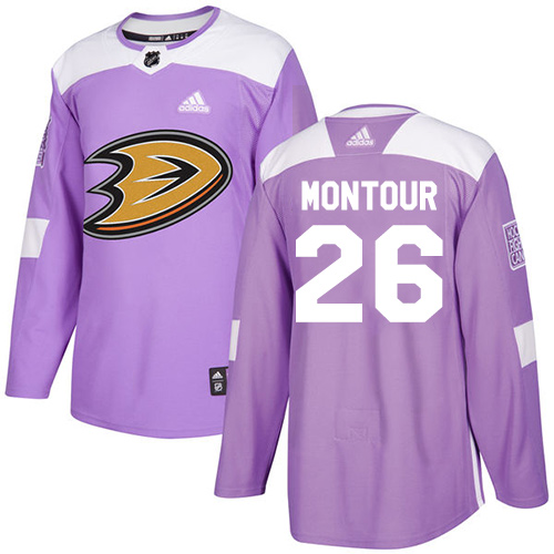 Adidas Ducks #26 Brandon Montour Purple Authentic Fights Cancer Youth Stitched NHL Jersey