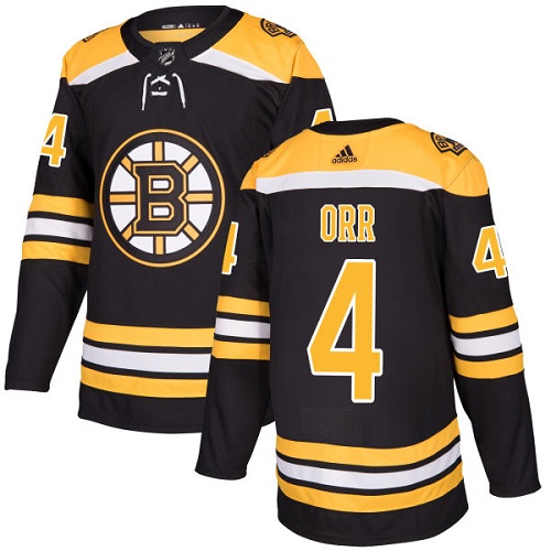 Adidas Bruins #4 Bobby Orr Black Home Authentic Youth Stitched NHL Jersey