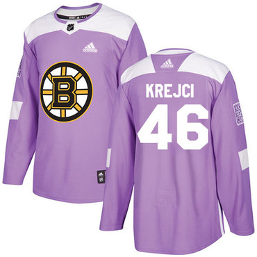Adidas Bruins #46 David Krejci Purple Authentic Fights Cancer Youth Stitched NHL Jersey