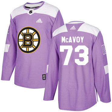 Adidas Bruins #73 Charlie McAvoy Purple Authentic Fights Cancer Youth Stitched NHL Jersey