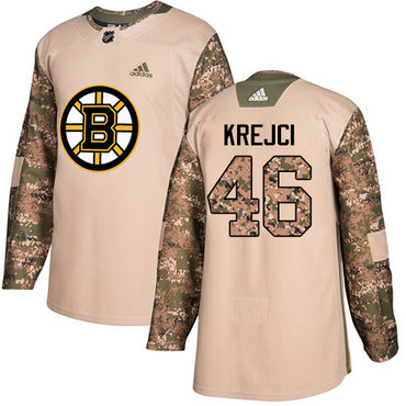Adidas Bruins #46 David Krejci Camo Authentic 2017 Veterans Day Youth Stitched NHL Jersey