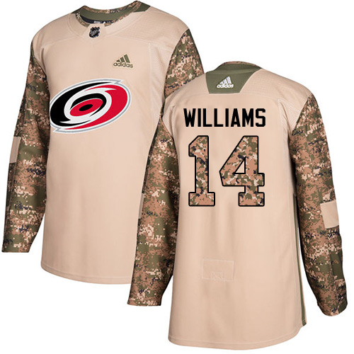 Adidas Hurricanes #14 Justin Williams Camo Authentic 2017 Veterans Day Stitched Youth NHL Jersey