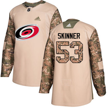 Adidas Hurricanes #53 Jeff Skinner Camo Authentic 2017 Veterans Day Stitched Youth NHL Jersey