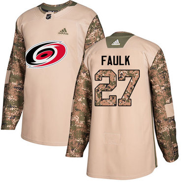 Adidas Hurricanes #27 Justin Faulk Camo Authentic 2017 Veterans Day Stitched Youth NHL Jersey