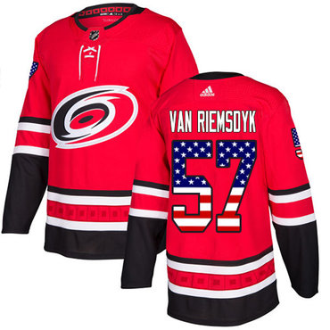Adidas Hurricanes #57 Trevor Van Riemsdyk Red Home Authentic USA Flag Stitched Youth NHL Jersey
