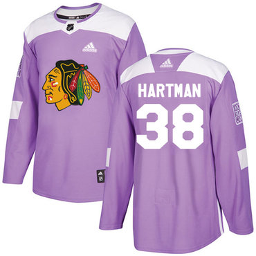 Adidas Blackhawks #38 Ryan Hartman Purple Authentic Fights Cancer Stitched Youth NHL Jersey