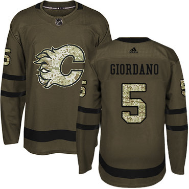 Adidas Flames #5 Mark Giordano Green Salute to Service Stitched Youth NHL Jersey