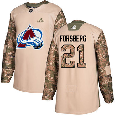 Adidas Avalanche #21 Peter Forsberg Camo Authentic 2017 Veterans Day Stitched Youth NHL Jersey